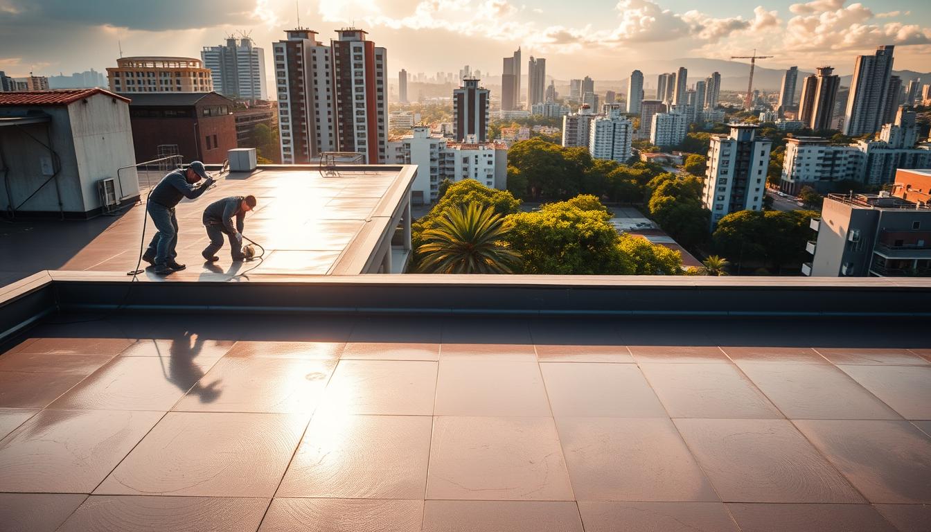 Aplicação de manta em telhados